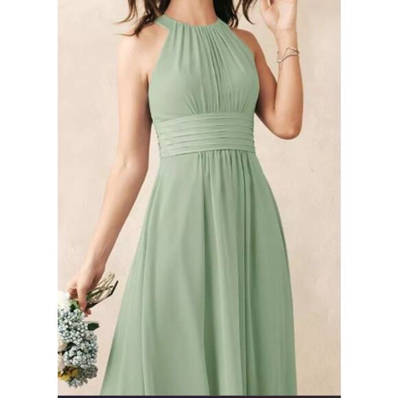 AW BRIDAL 14 1X plus sage green Dorian wedding formal party maxi dress NEW B135 - Picture 1 of 9